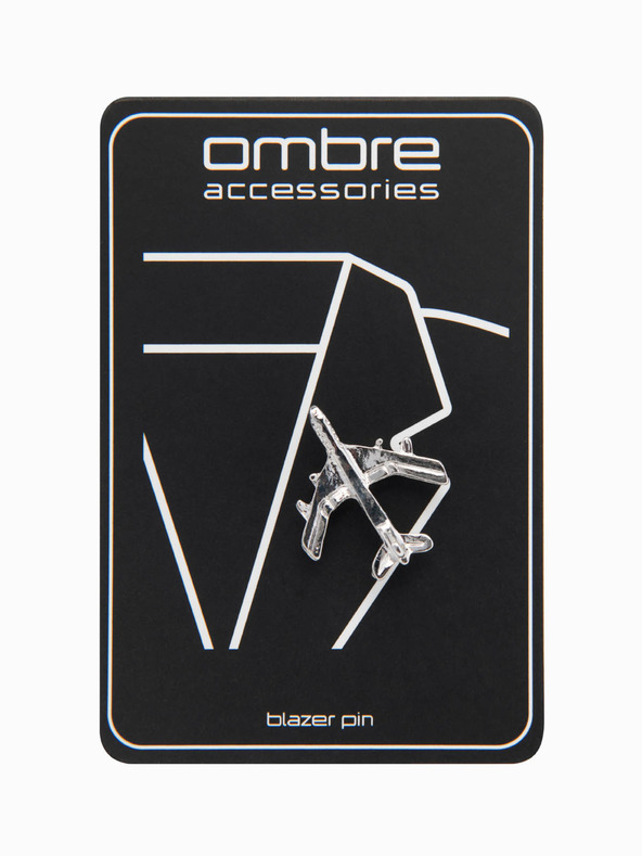 Ombre Clothing Ukrasna metalna igla za odjeću u obliku aviona srebrna Ombre Clothing