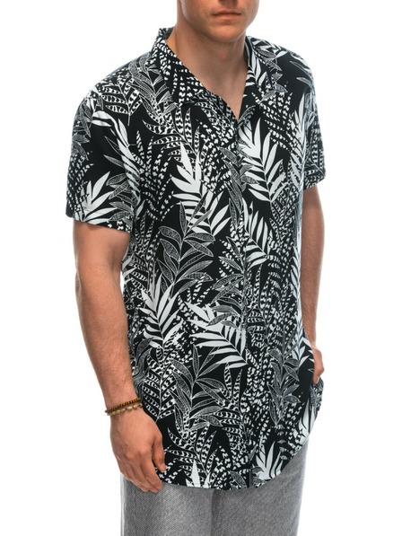 Ombre Clothing Muška majica kratkih rukava s uzorkom od viskoze OM-SHPS-0113 Ombre odjeća crna