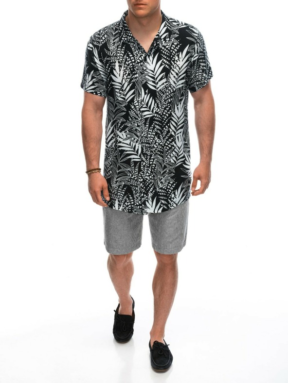 Ombre Clothing Muška majica kratkih rukava s uzorkom od viskoze OM-SHPS-0113 Ombre odjeća crna