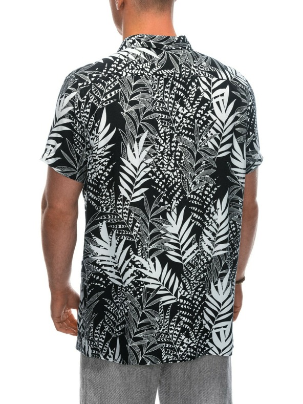 Ombre Clothing Muška majica kratkih rukava s uzorkom od viskoze OM-SHPS-0113 Ombre odjeća crna