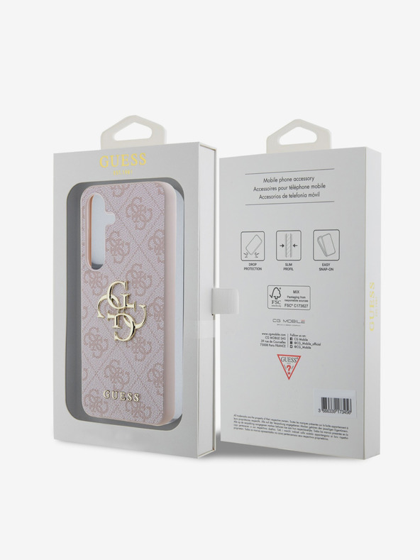 Guess Guess PU 4G Metal Logo Stražnji poklopac za Samsung Galaxy S24 Pink