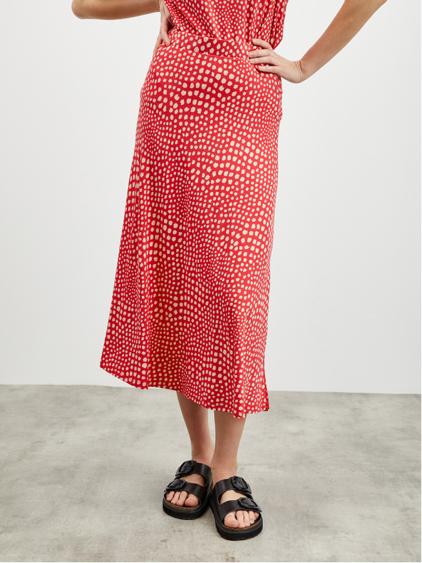 ZOOT.lab Bež-crvena midi suknja s uzorkom i prorezom ZOOT.lab Norine