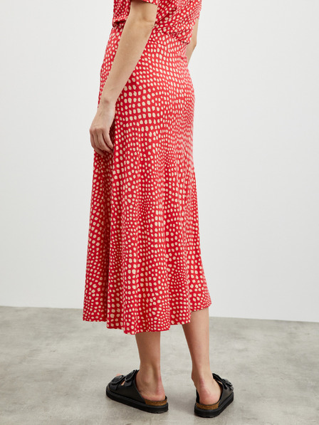 ZOOT.lab Bež-crvena midi suknja s uzorkom i prorezom ZOOT.lab Norine