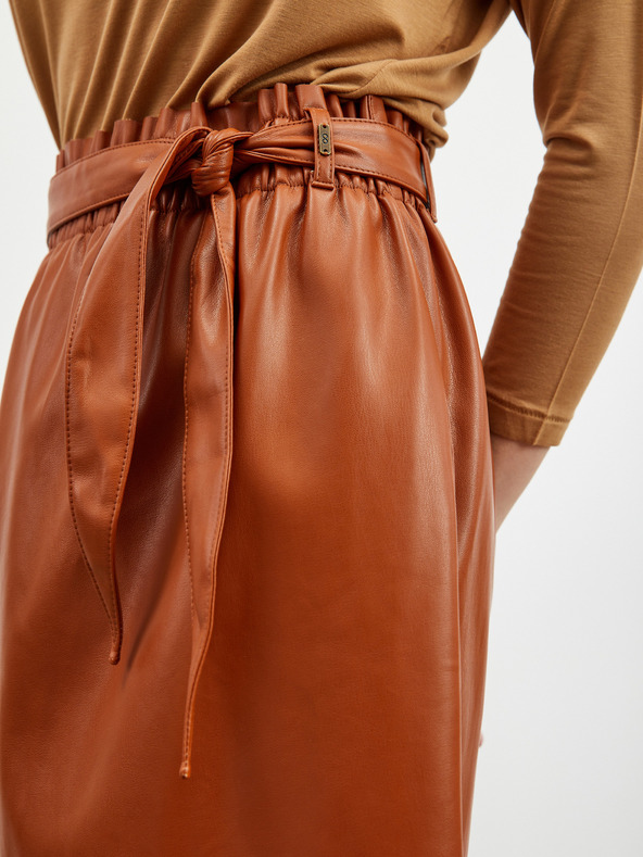 ZOOT.lab Smeđa ženska kožna suknja na veze ZOOT.lab Ryoko