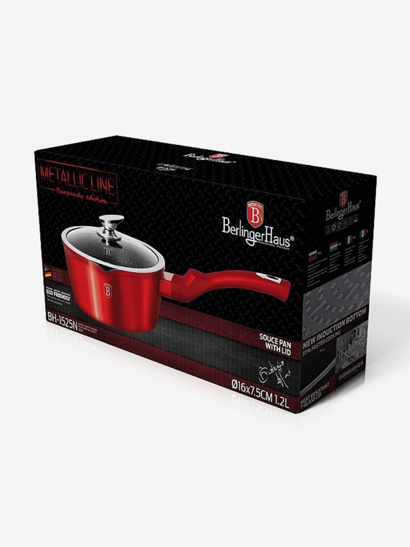 Berlingerhaus Lonac s poklopcem s mramornom površinom 16 cm Burgundy Metallic Line BERLINGERHAUS