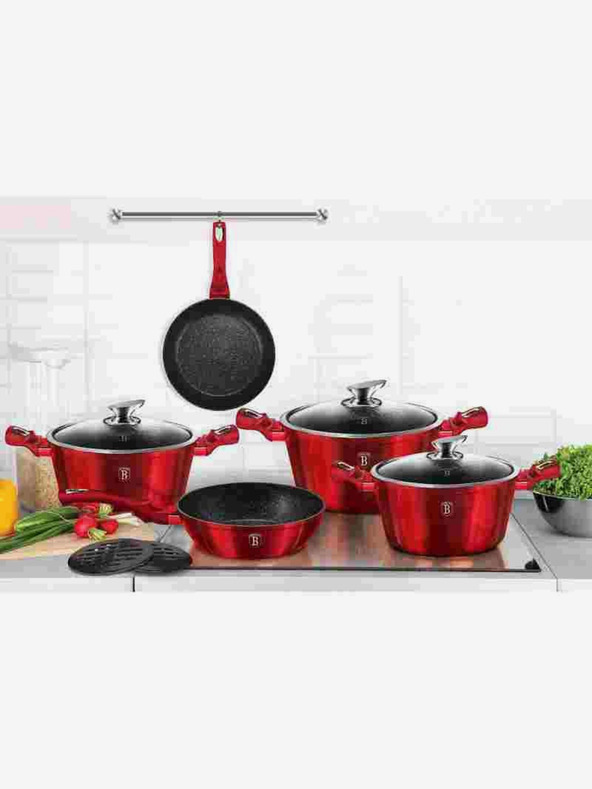 Berlingerhaus Lonac s poklopcem s mramornom površinom 16 cm Burgundy Metallic Line BERLINGERHAUS