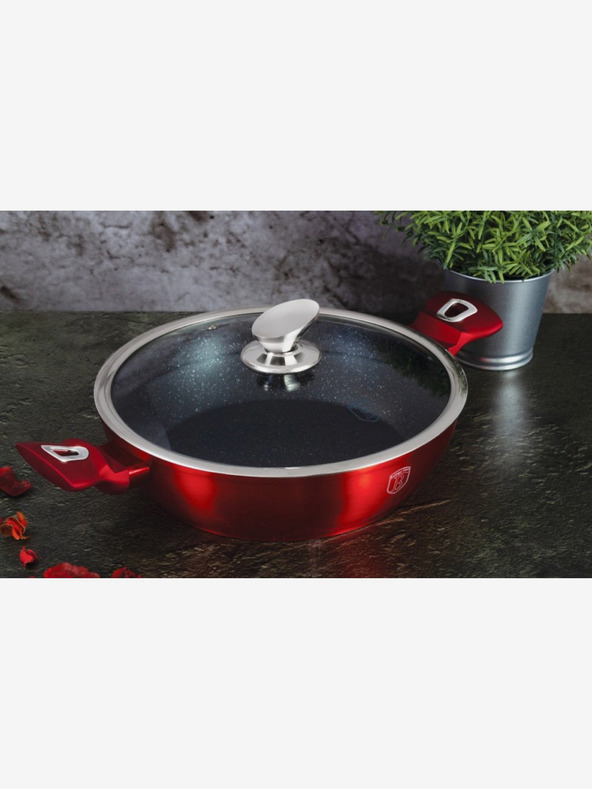 Berlingerhaus Okrugla posuda za pečenje s mramornom površinom i poklopcem 32 cm BERLINGERHAUS Burgundy Metallic Line