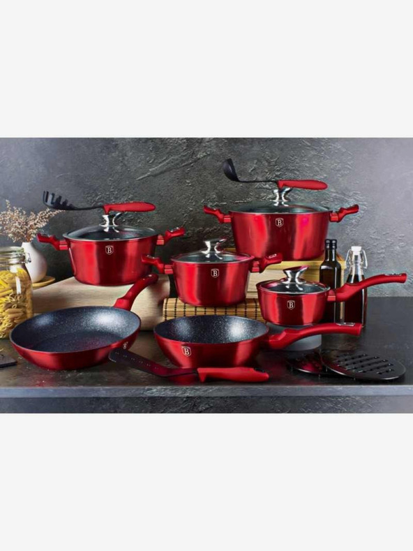 Berlingerhaus Okrugla posuda za pečenje s mramornom površinom i poklopcem 32 cm BERLINGERHAUS Burgundy Metallic Line