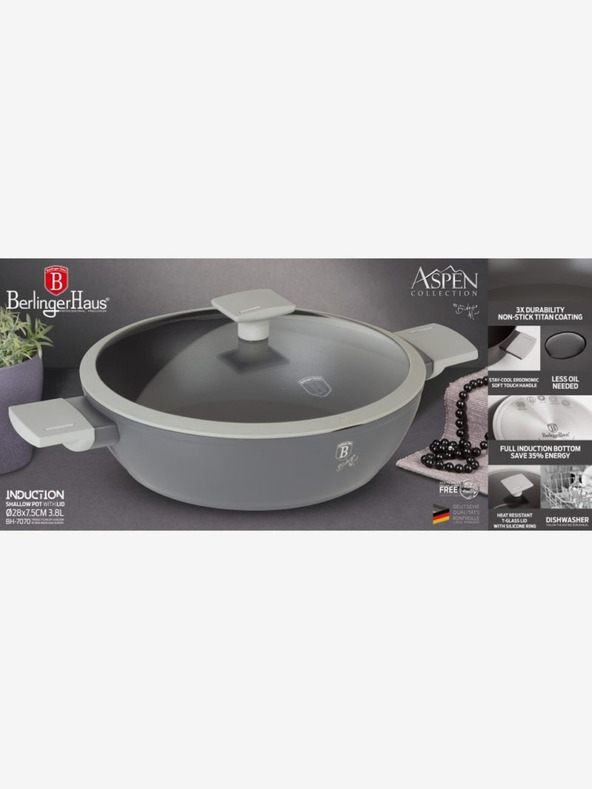Berlingerhaus Okrugla tepsija s poklopcem s titanskom površinom 28 cm Aspen Collection BERLINGERHAUS