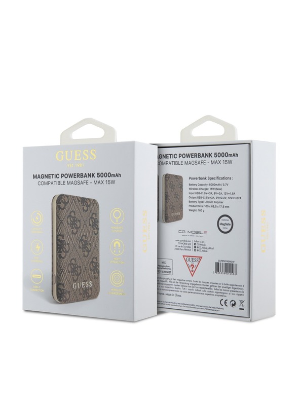 Guess Guess PU 4G MagSafe Powerbank 5000mAh smeđa