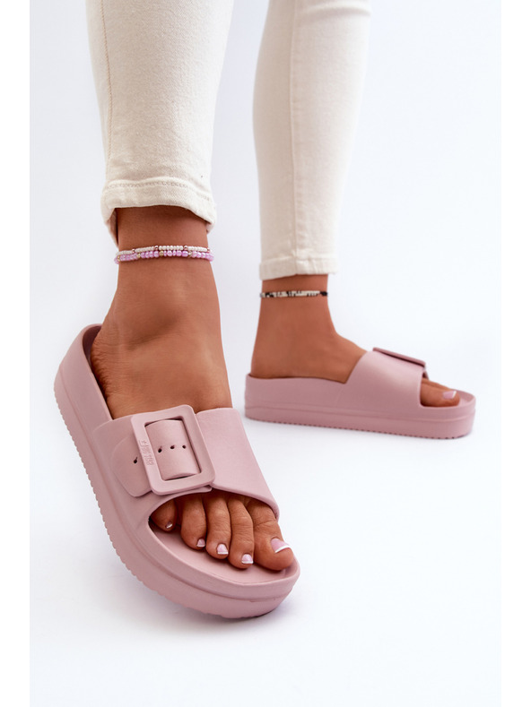 BIG STAR SHOES Ženske pjenaste papuče na platformu s kopčom Big Star ružičasta