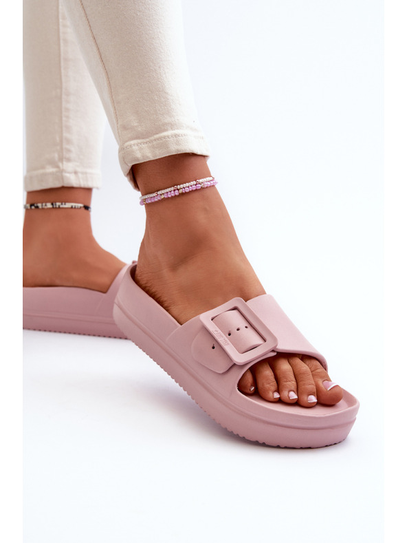 BIG STAR SHOES Ženske pjenaste papuče na platformu s kopčom Big Star ružičasta