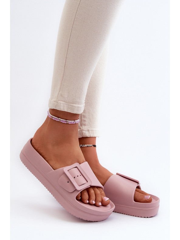 BIG STAR SHOES Ženske pjenaste papuče na platformu s kopčom Big Star ružičasta