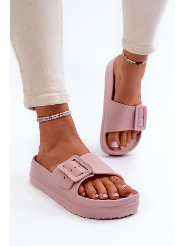 BIG STAR SHOES Ženske pjenaste papuče na platformu s kopčom Big Star ružičasta