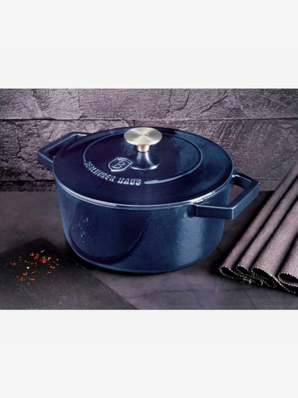 Berlingerhaus Lijevano željezna posuda za pečenje s poklopcem BERLINGERHAUS Aquamarine Metallic Line (24 cm)