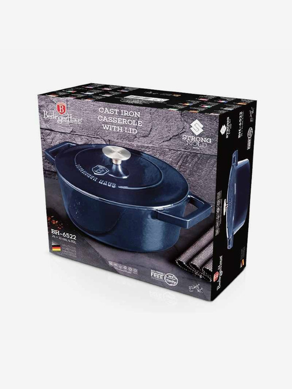 Berlingerhaus Lijevano željezna posuda za pečenje s poklopcem BERLINGERHAUS Aquamarine Metallic Line (24 cm)