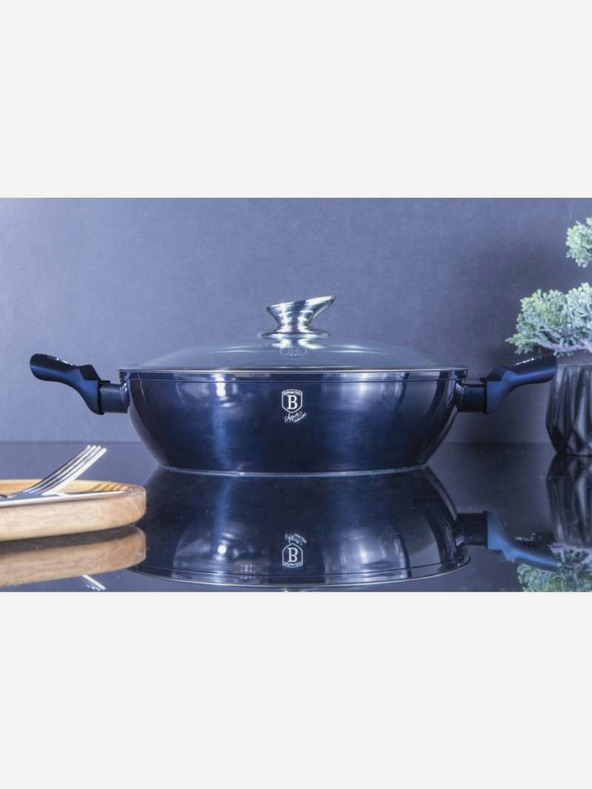 Berlingerhaus Okrugli pekač s mramornim premazom i poklopcem 28 cm BERLINGERHAUS Metallic Line Aquamarine Edition