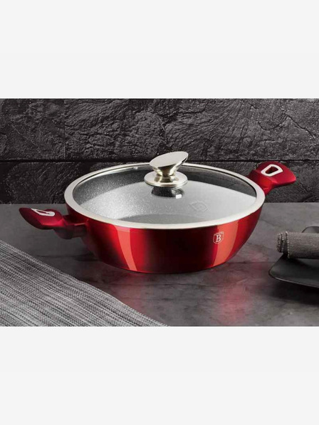 Berlingerhaus Okrugli pekač s mramornim premazom i poklopcem 28 cm BERLINGERHAUS Burgundy Metallic Line