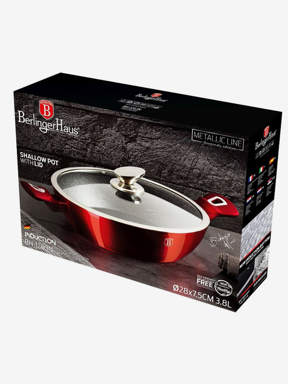 Berlingerhaus Okrugli pekač s mramornim premazom i poklopcem 28 cm BERLINGERHAUS Burgundy Metallic Line