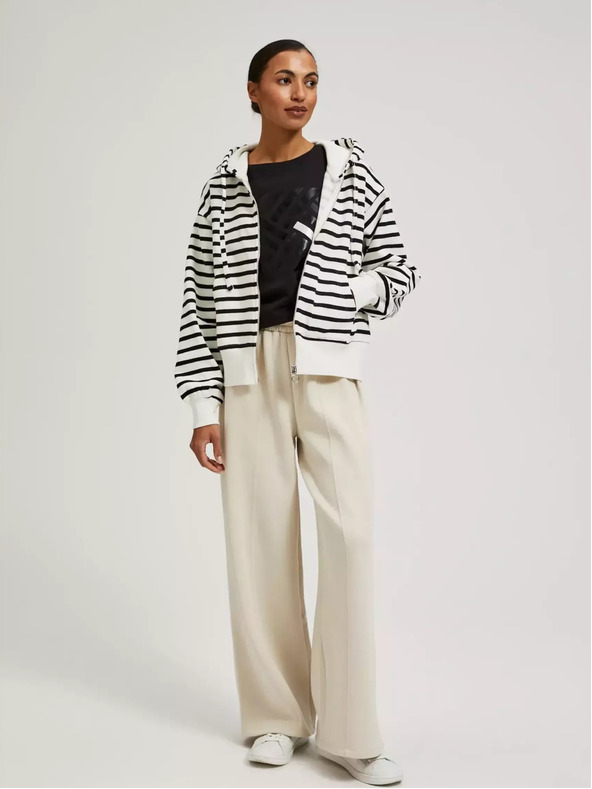 Moodo Crno-bijela prugasta dukserica s kapuljačom na patent Moodo