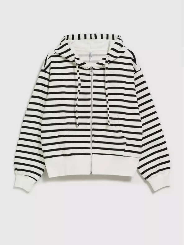 Moodo Crno-bijela prugasta dukserica s kapuljačom na patent Moodo