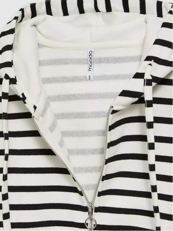 Moodo Crno-bijela prugasta dukserica s kapuljačom na patent Moodo