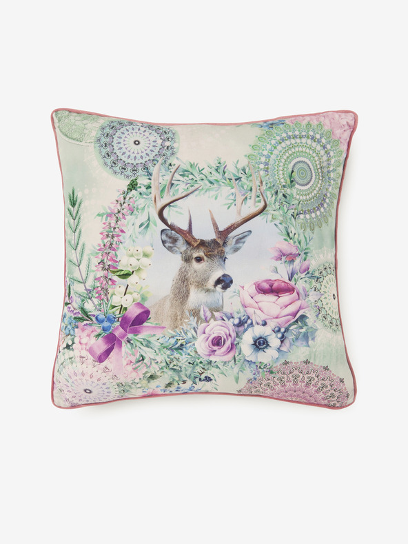HIP 48 x 48 cm - Zeleno-ružičasti dvostrani jastuk s motivom HIP Romini