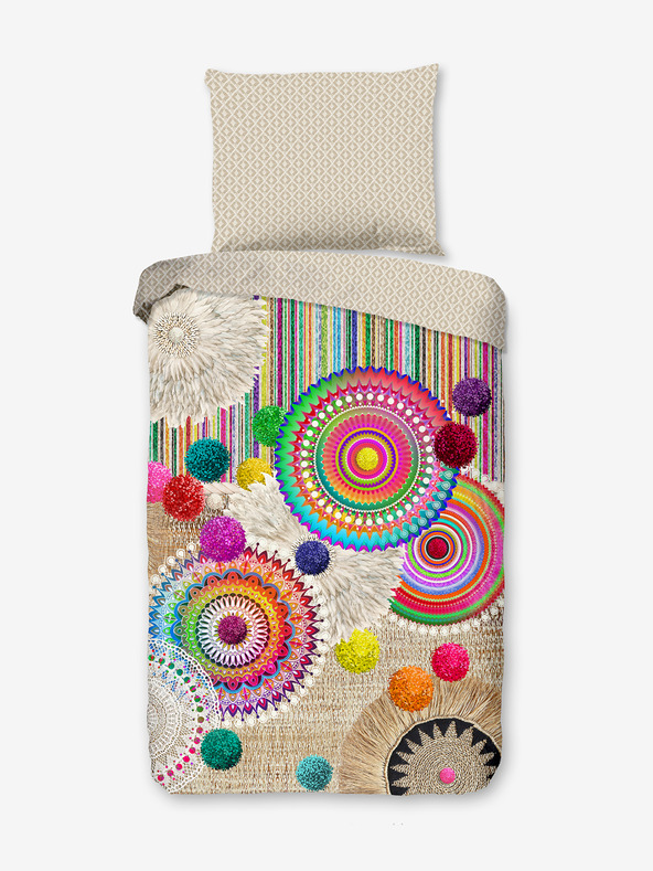 HIP 140 x 200 cm - Bež dvostrana posteljina s uzorkom HIP Inessa